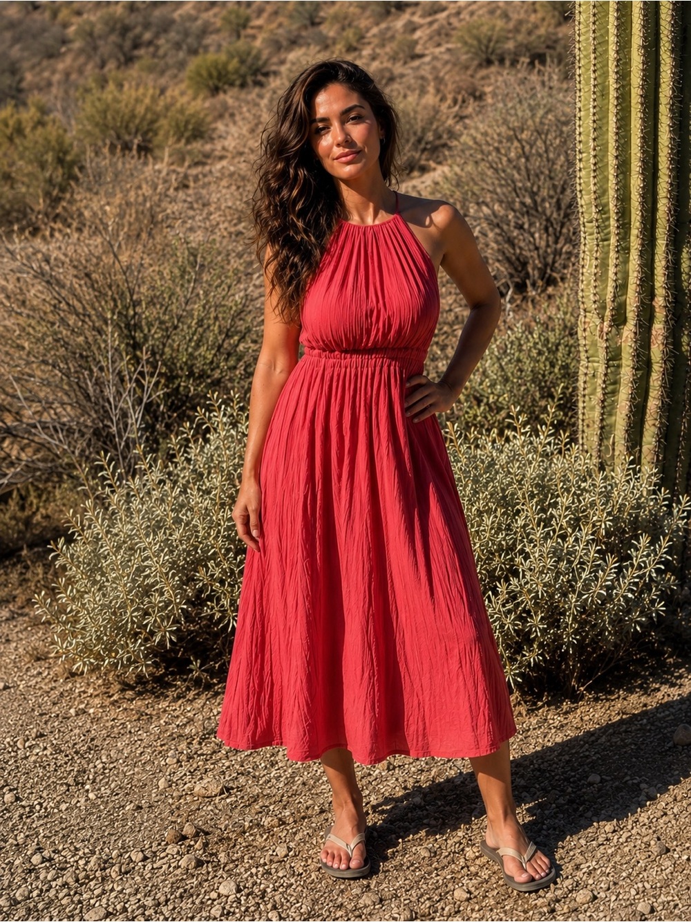 Bella Dahl Coral Halter Maxi Dress